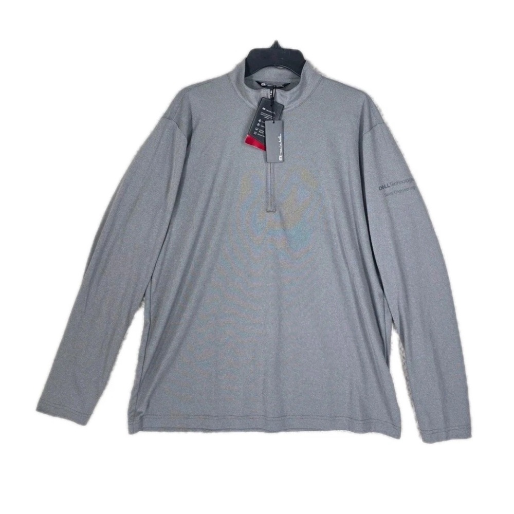 Travis Mathew Mens XL 1/4 Zip Shirt Pullover Grey Prestige Pure Dell Logo NWT